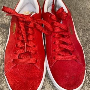 Red Suede Pumas